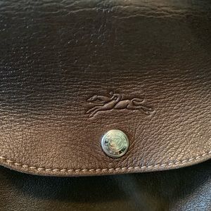 Longchamp black LE PLIAGE CUIR TOP-HANDLE S